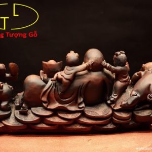 Di Lặc ngũ tiểu song nghê gỗ trắc. Di Lặc ngũ tiểu song nghê gỗ trắc.