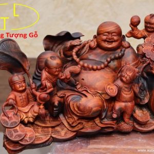 Di Lặc ngũ tiểu( ngũ phúc) nghê gỗ trắc.