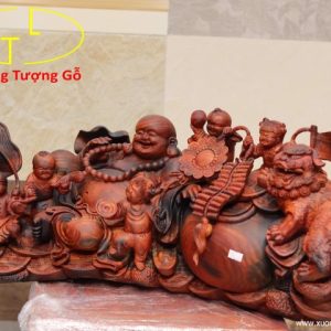 Di Lặc ngũ tiểu( ngũ phúc) nghê gỗ trắc.