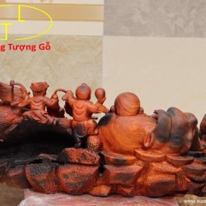 Di Lặc ngũ tiểu( ngũ phúc) nghê gỗ trắc.
