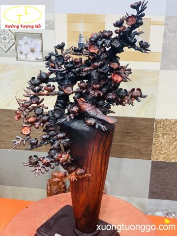 Bình hoa mai gỗ trắc Bình hoa mai gỗ trắc