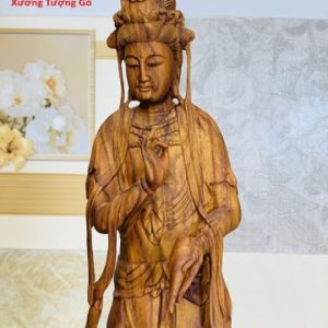 Quan Âm ngự đài sen gỗ sưa
