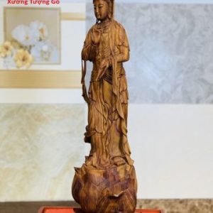 Quan Âm ngự đài sen gỗ sưa
