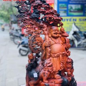 Di Lặc nhị tiểu song nghê đứng tùng gỗ trắc.