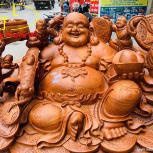 Di Lặc cửu tiểu cầm gậy như ý gỗ hương ta.
