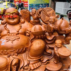 Di Lặc cửu tiểu cầm gậy như ý gỗ hương ta.