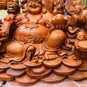 Di Lặc cửu tiểu cầm gậy như ý gỗ hương ta.