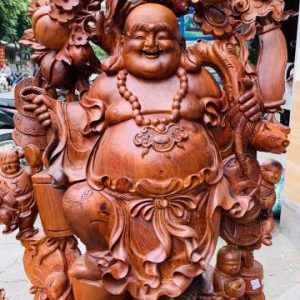 Di Lặc ngũ tiểu( ngũ phúc) vác đào đứng vàng gỗ hương Di Lặc ngũ tiểu( ngũ phúc) vác đào đứng vàng gỗ hương