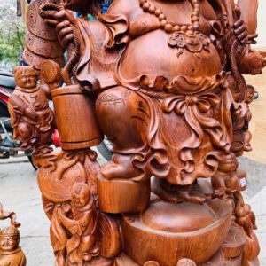 Di Lặc ngũ tiểu( ngũ phúc) vác đào đứng vàng gỗ hương Di Lặc ngũ tiểu( ngũ phúc) vác đào đứng vàng gỗ hương