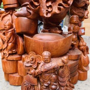 Di Lặc ngũ tiểu( ngũ phúc) vác đào đứng vàng gỗ hương Di Lặc ngũ tiểu( ngũ phúc) vác đào đứng vàng gỗ hương