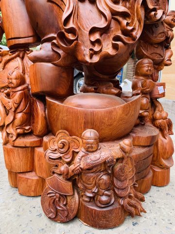 Di Lặc ngũ tiểu( ngũ phúc) vác đào đứng vàng gỗ hương Di Lặc ngũ tiểu( ngũ phúc) vác đào đứng vàng gỗ hương