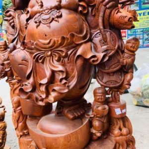 Di Lặc ngũ tiểu( ngũ phúc) vác đào đứng vàng gỗ hương Di Lặc ngũ tiểu( ngũ phúc) vác đào đứng vàng gỗ hương