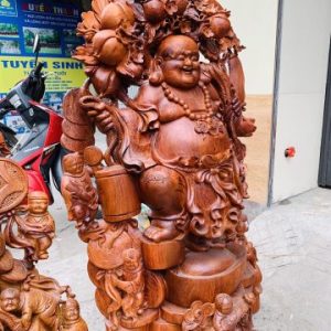 Di Lặc ngũ tiểu( ngũ phúc) vác đào đứng vàng gỗ hương Di Lặc ngũ tiểu( ngũ phúc) vác đào đứng vàng gỗ hương