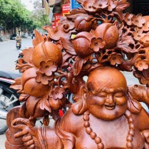 Di Lặc ngũ tiểu( ngũ phúc) vác đào đứng vàng gỗ hương Di Lặc ngũ tiểu( ngũ phúc) vác đào đứng vàng gỗ hương