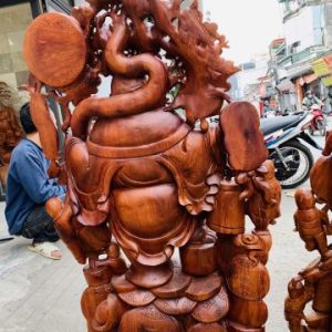 Di Lặc ngũ tiểu( ngũ phúc) vác đào đứng vàng gỗ hương Di Lặc ngũ tiểu( ngũ phúc) vác đào đứng vàng gỗ hương