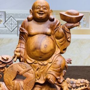 Di Lặc đứng tùng cầm vàng gỗ hương Di Lặc đứng tùng cầm vàng gỗ hương