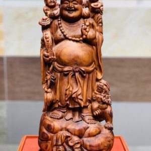 Di Lặc cầm gậy như ý gỗ sưa