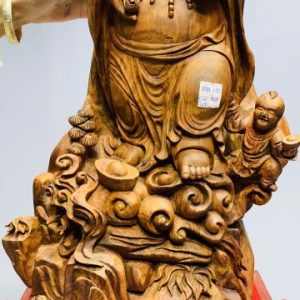 Di lặc cầm gậy như ý đứng tùng gỗ sưa
