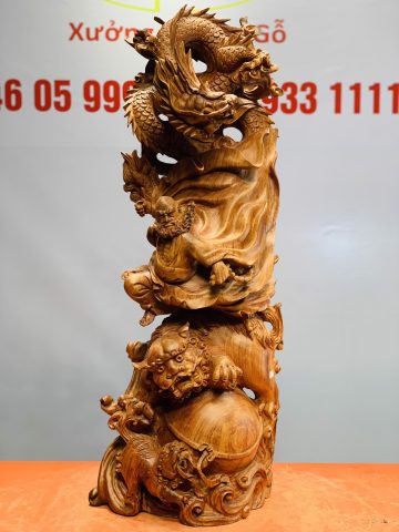 Đạt Ma cưỡi nghê rồng gỗ hương đá Đạt Ma cưỡi nghê rồng gỗ hương đá