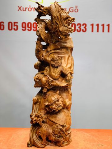 Đạt Ma cưỡi nghê rồng gỗ hương đá Đạt Ma cưỡi nghê rồng gỗ hương đá