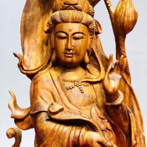 Quan Âm cầm ngọc như ý gỗ sưa.