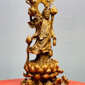Quan Âm ngự đài sen gỗ sưa