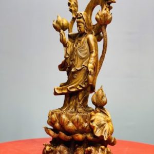 Quan Âm ngự đài sen gỗ sưa