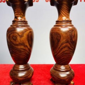 Cặp Lục Bình Gỗ Trắc Dây