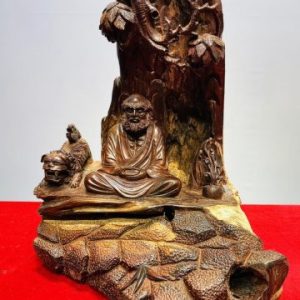 Đạt Ma Ngồi Thiền Bên Nghê Dưới Cây Bồ Đề Gỗ Trắc