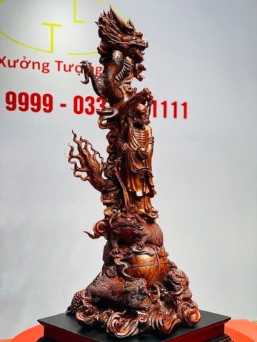 Đạt Ma Hàng Long Tam Nghê Vờn Cầu Gỗ Trắc