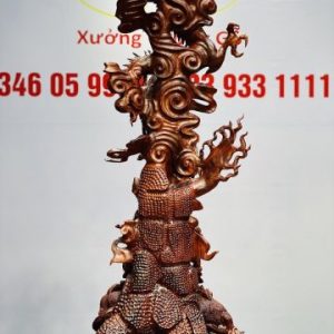 Đạt Ma Hàng Long Tam Nghê Vờn Cầu Gỗ Trắc