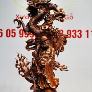 Đạt Ma Hàng Long Tam Nghê Vờn Cầu Gỗ Trắc