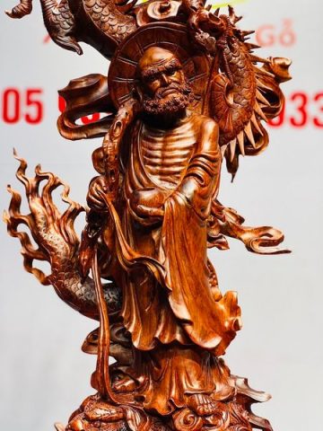 Đạt Ma Hàng Long Tam Nghê Vờn Cầu Gỗ Trắc
