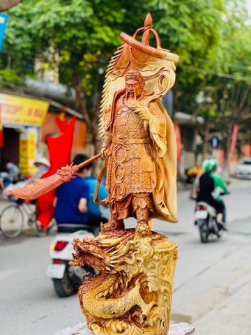 Quan Công Cầm Đao Hàng Long Gỗ Hương