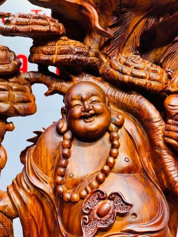 Di Lạc Vác Nấm Linh Chi Tam Tiểu Long Phượng Nghê Gỗ Sưa