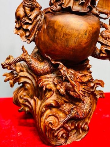 Di Lạc Vác Nấm Linh Chi Tam Tiểu Long Phượng Nghê Gỗ Sưa