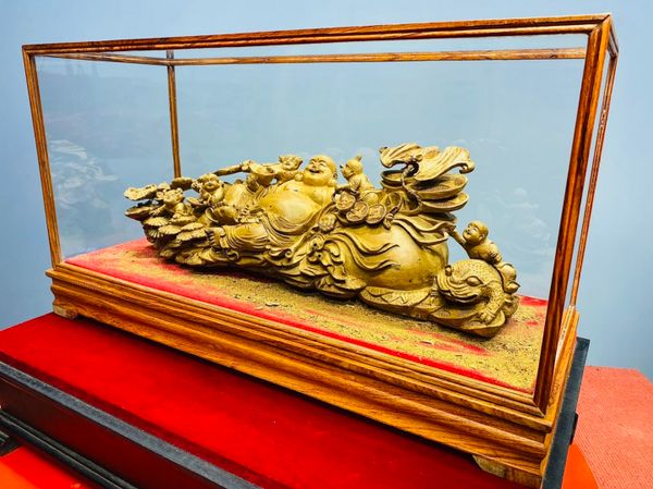 Di Lạc Ngũ Tiểu Ngồi Bao Tiền Gỗ Hoàng Đàn