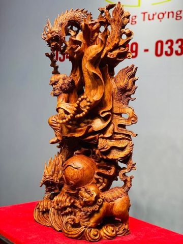 Đạt Ma Hàng Song Long Phục Nghê Gỗ Hương