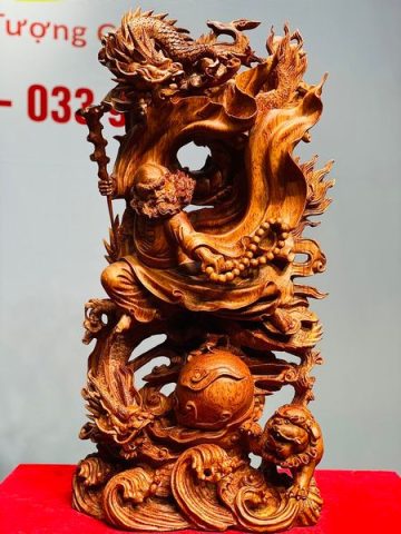 Đạt Ma Hàng Song Long Phục Nghê Gỗ Hương
