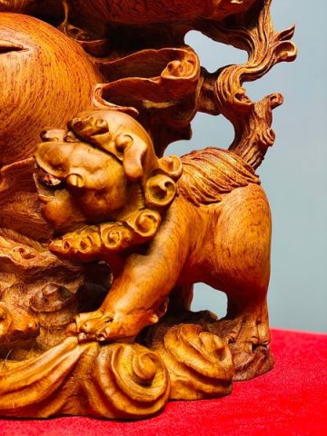 Đạt Ma Hàng Song Long Phục Nghê Gỗ Hương