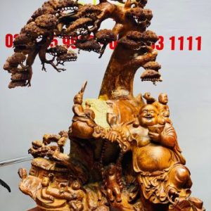 Di Lạc Ngũ Tiểu Cây Tùng Ôm Đá Tự Nhiên Gỗ Hương