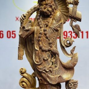 Đạt Ma Đứng Nghê Quá Hải Gỗ Mun Đuôi Công