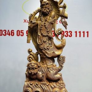 Đạt Ma Đứng Nghê Quá Hải Gỗ Mun Đuôi Công