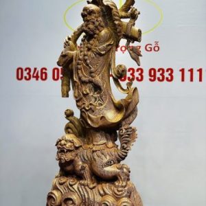 Đạt Ma Đứng Nghê Quá Hải Gỗ Mun Đuôi Công
