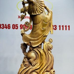 Đạt Ma Đứng Nghê Quá Hải Gỗ Mun Đuôi Công