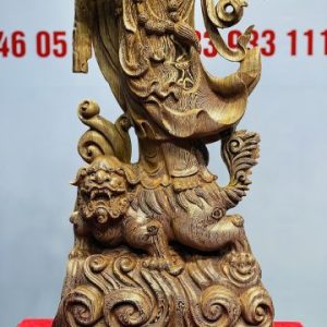 Đạt Ma Đứng Nghê Quá Hải Gỗ Mun Đuôi Công