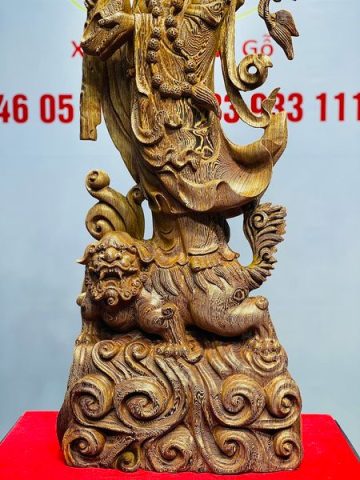 Đạt Ma Đứng Nghê Quá Hải Gỗ Mun Đuôi Công
