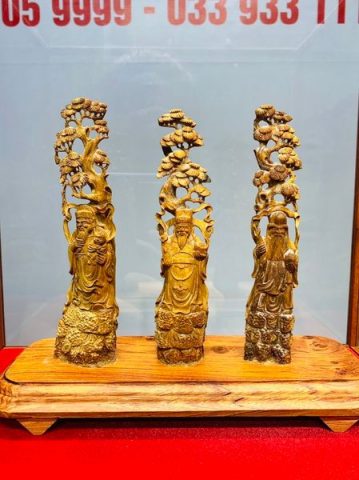Tam Đa Phúc Lộc Thọ Đứng Tùng Gỗ Hoàng Đàn