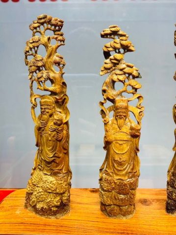 Tam Đa Phúc Lộc Thọ Đứng Tùng Gỗ Hoàng Đàn