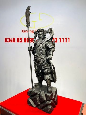 Quan Công Chống Đao Gỗ Mun Sừng Khánh Hòa